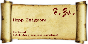 Hopp Zsigmond névjegykártya